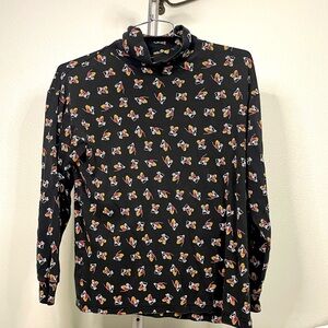 VTG Disney Mickey & Co black turtleneck w/ Mickey Mouse pattern throughout sz XL